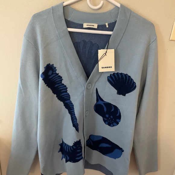 SANDRO PARIS. Jacquard Seashell Cardigan. Men’s SMALL. Women’s Medium-8. - Picture 5 of 9